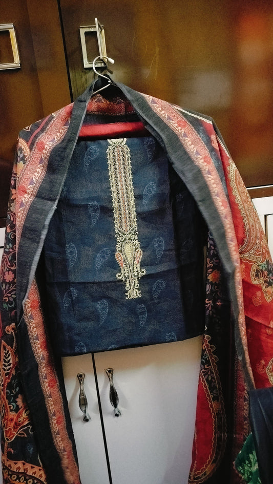 Muslin Cotton Black Suit